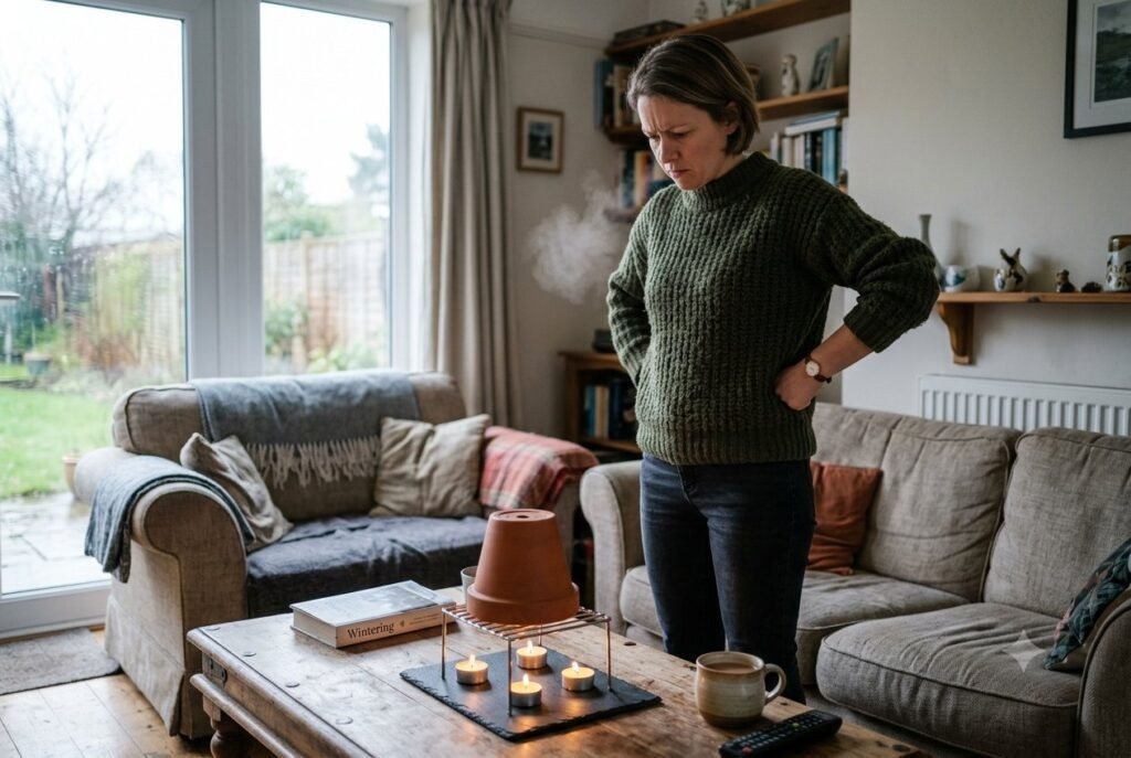 Sceptical look at a terracotta candle heater, a hack that produces almost no heat